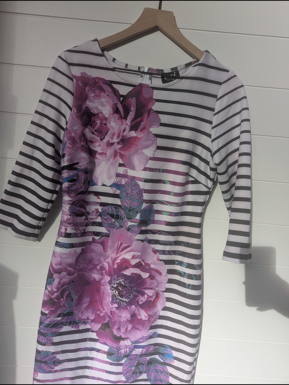 ECI Pink Floral Striped Sheath Dress